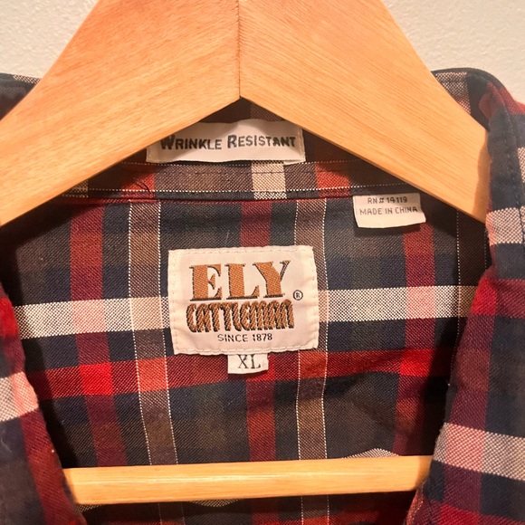 Ely Cattlemen - Mens XL - Pearl Snap - Red & Blue -  Button-up Western Shirt - Picture 3 of 12